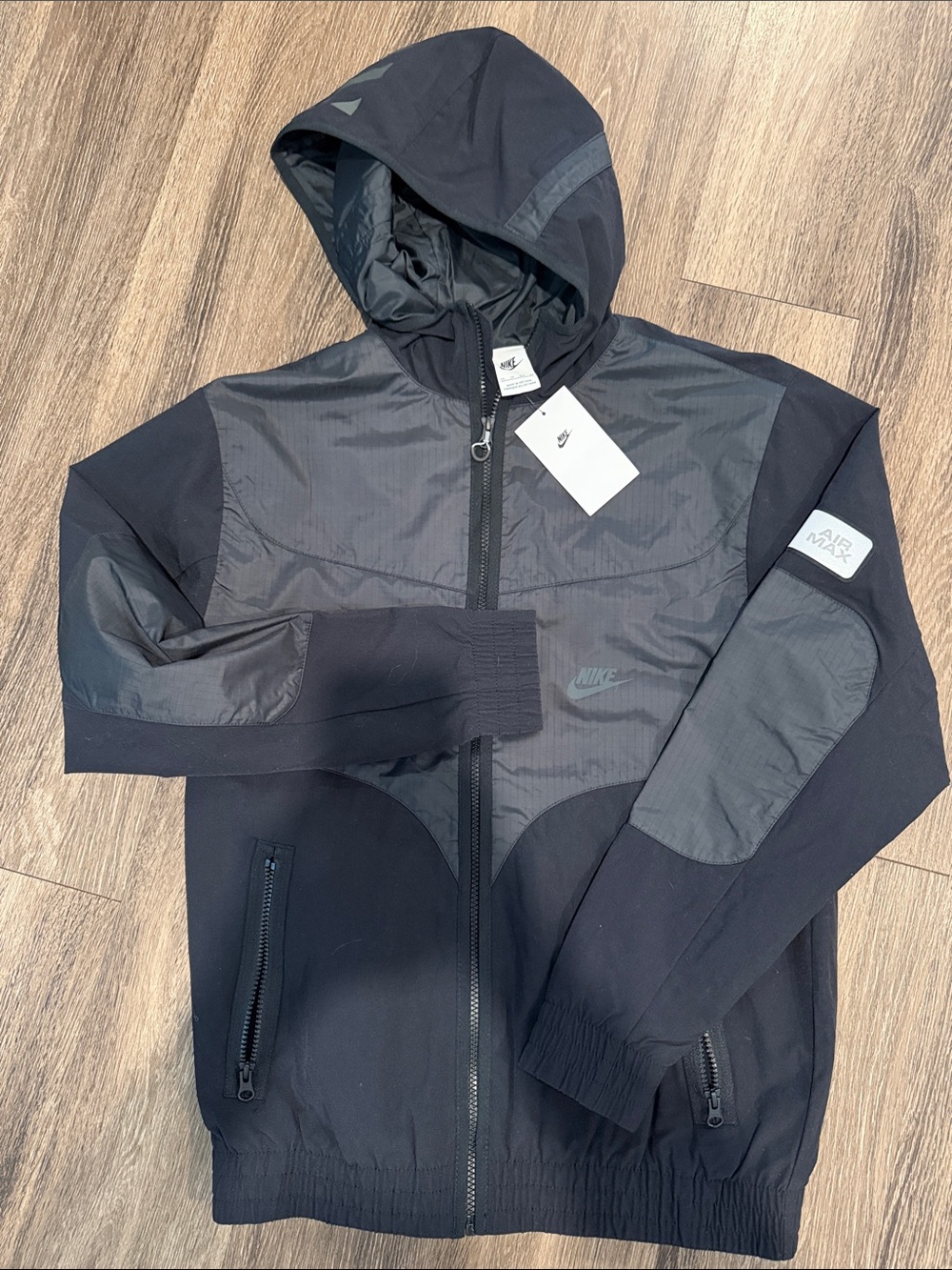NWT Nike Air Max Full-Zip Hooded Jacket Black/Grey XS